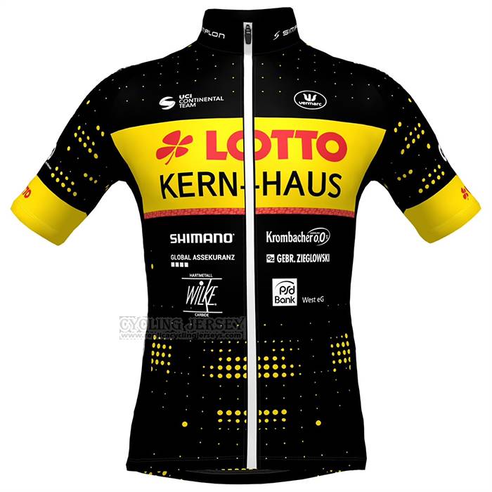 2023 Cycling Jersey Lotto-kern Haus Black Yellow Short Sleeve And Bib Short